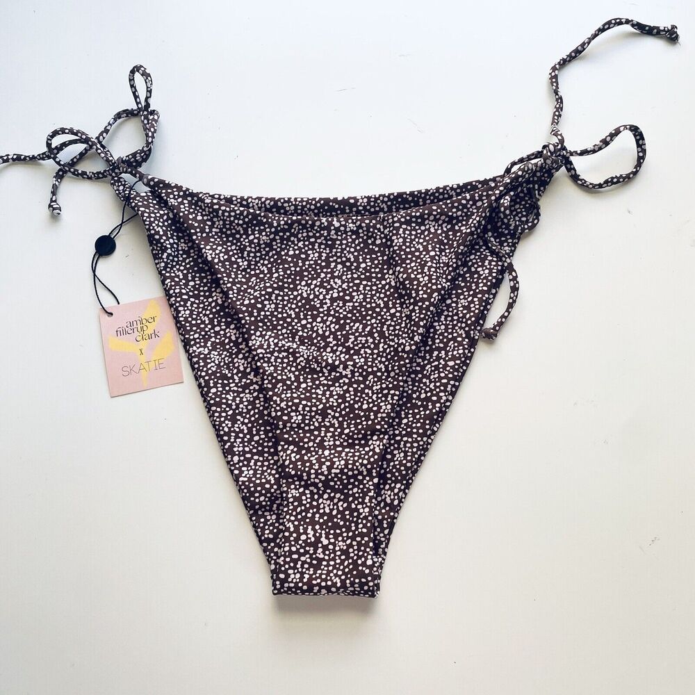 Skatie Brown and White Speckled Tie Side Bikini Bottom